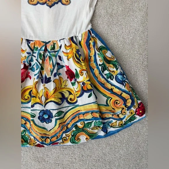 Dolce and Gabanna Toddler Majolica print designer dress Authentic Made in Italy - Picture 2 of 11